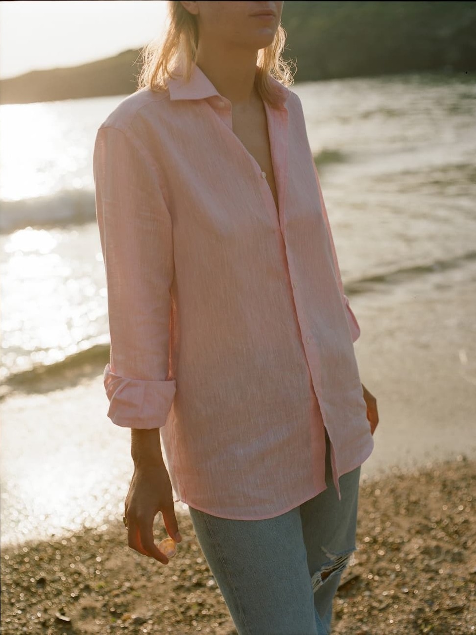 The Boyfriend Linen Grapefruit Pink