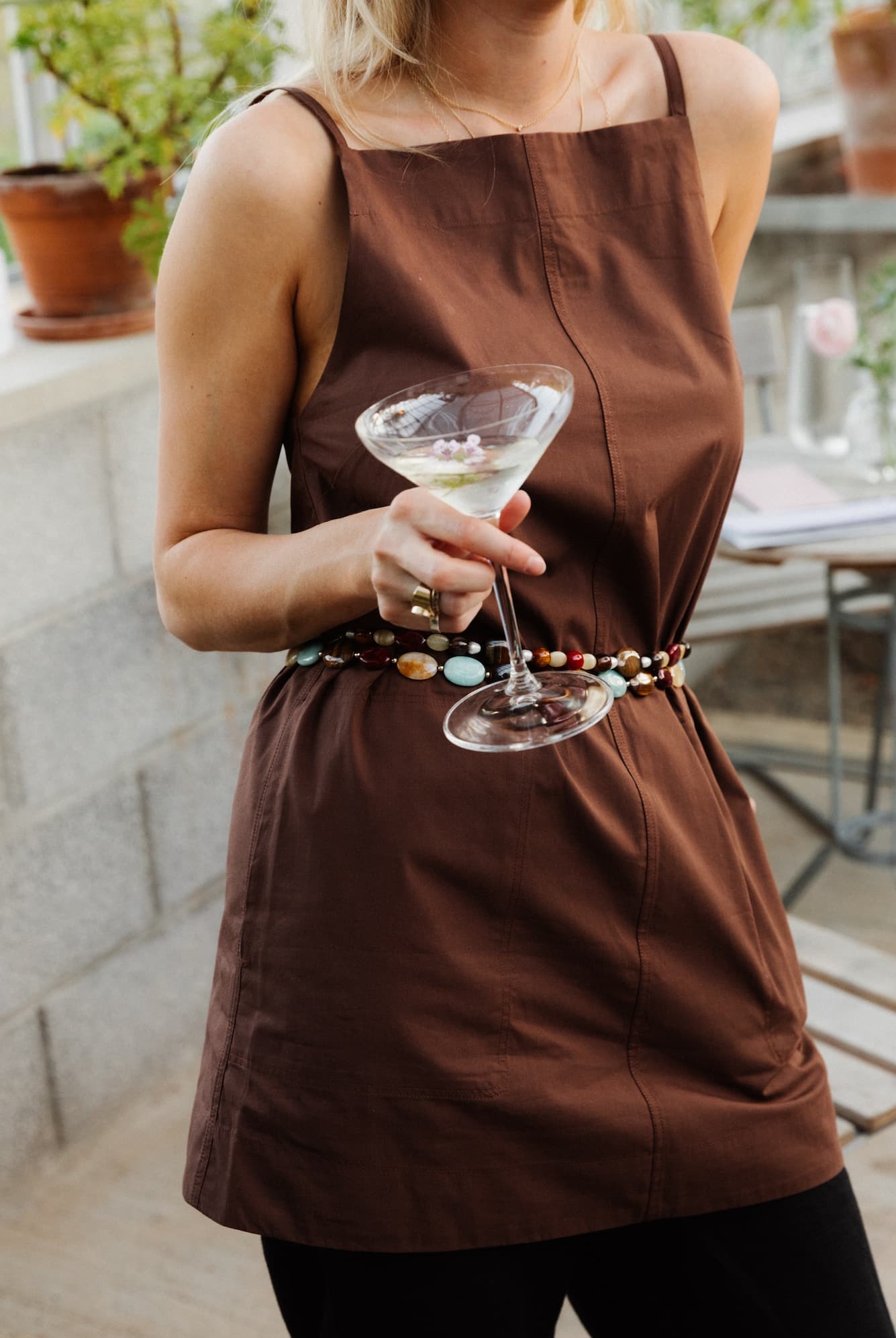 Andros Dress: Fine Poplin, Mocha