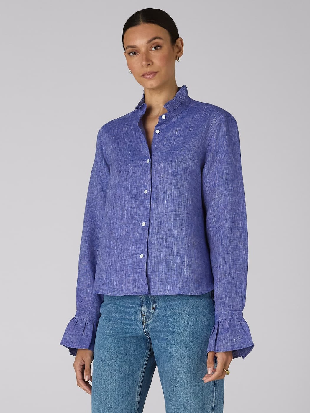 Kew Blouse: Linen, Lapis Blue