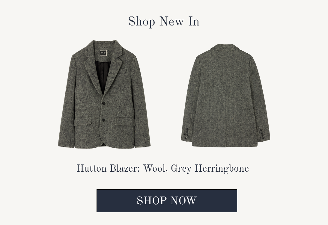 Hutton Blazer Wool Grey Herringbone
