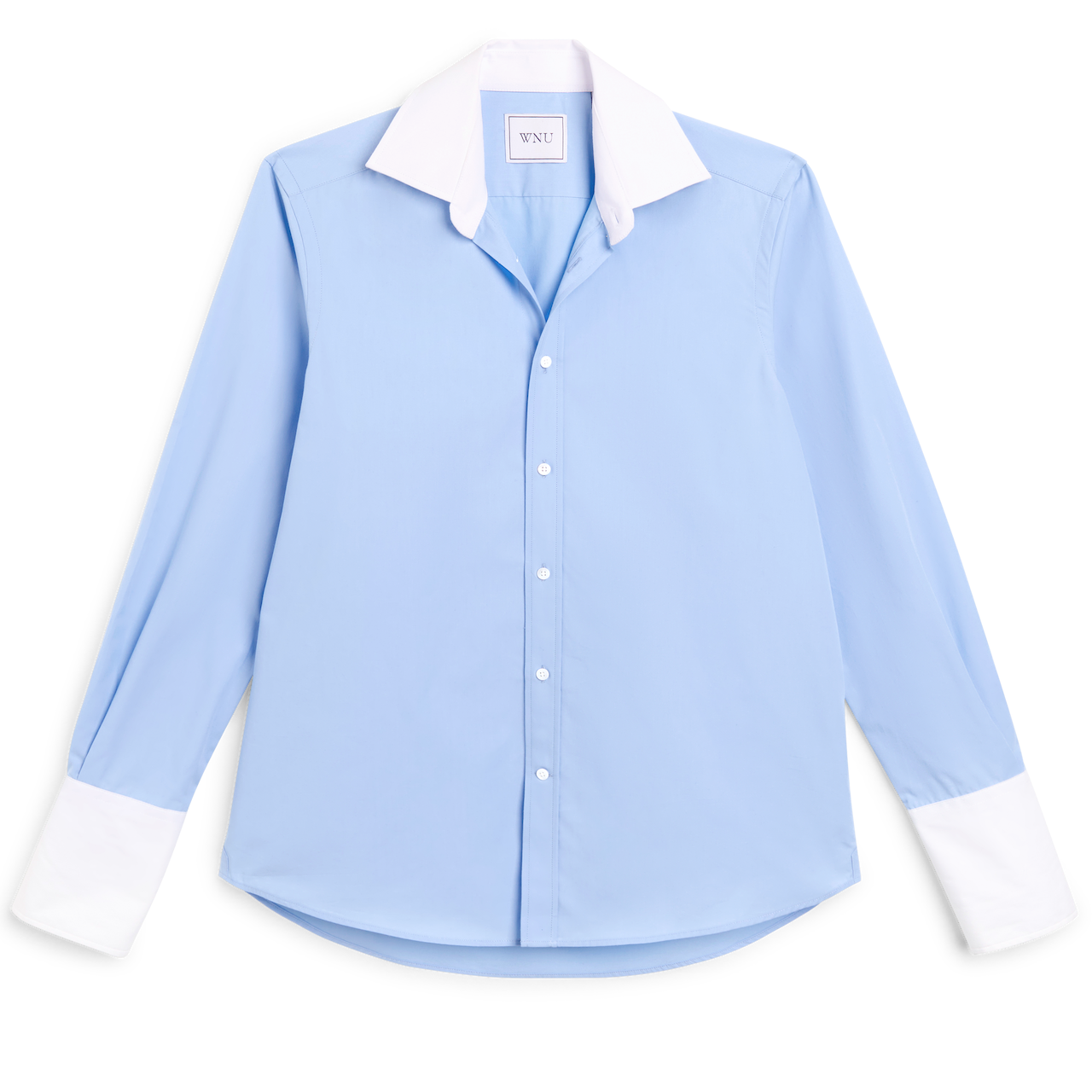 Boyfriend Exaggerated Contrast Cuff: Fine Poplin, Sky Blue
