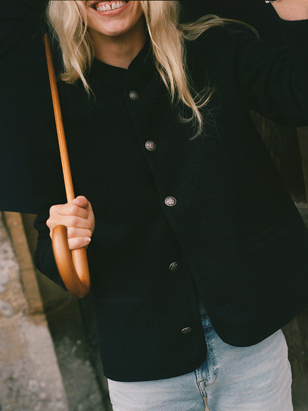 St James Jacket: Boiled Wool, Black