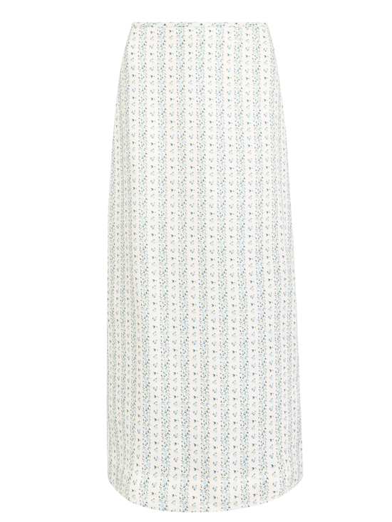 Clara Skirt: Linen, Plum Print