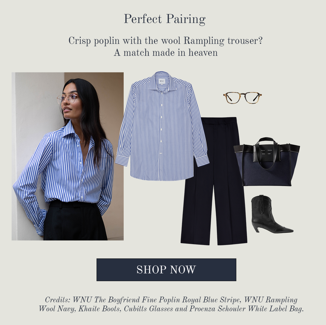 The Boyfriend Fine Poplin Royal Blue Stripe 