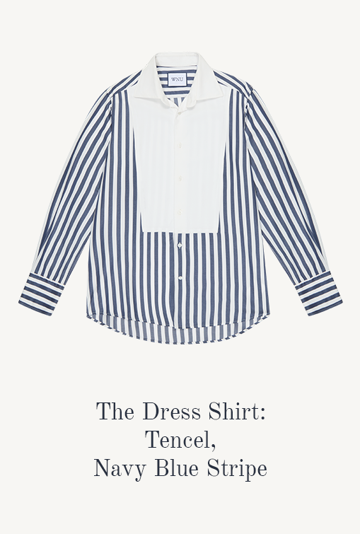 The Dress Shirt: Tencel, Navy Blue Stripe