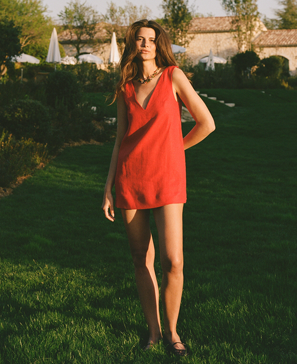 Sloane Dress: Linen, Red