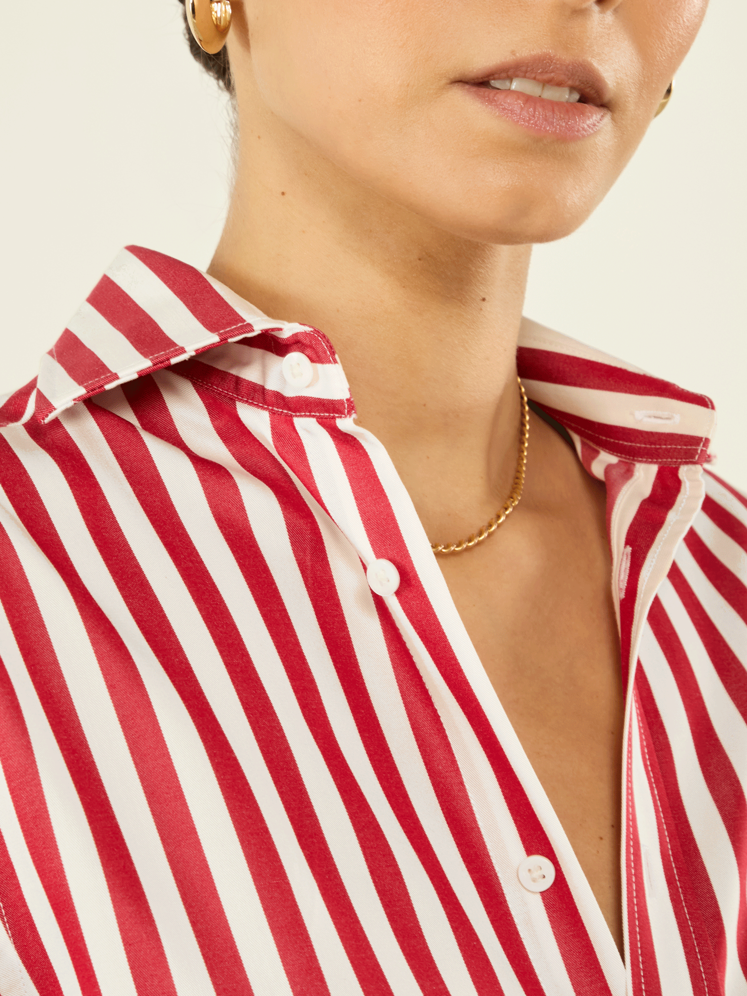 The Boyfriend: Tencel, Maple Red Stripe 