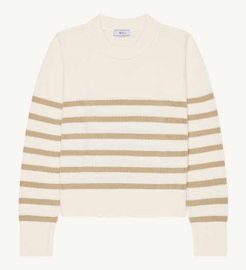 Devon Jumper: Cotton, Latte Stripe