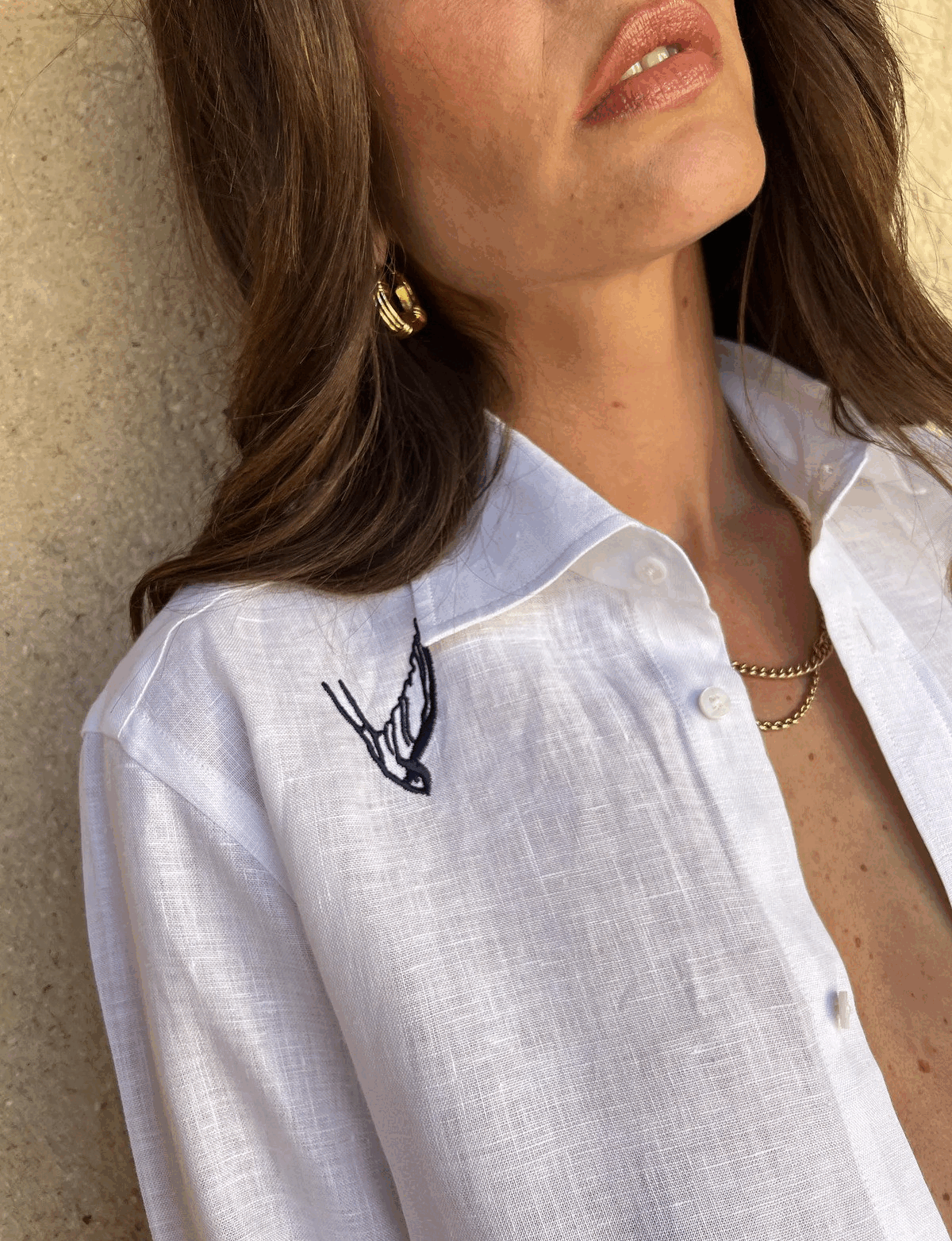 The Boyfriend Linen Marine Embroidery