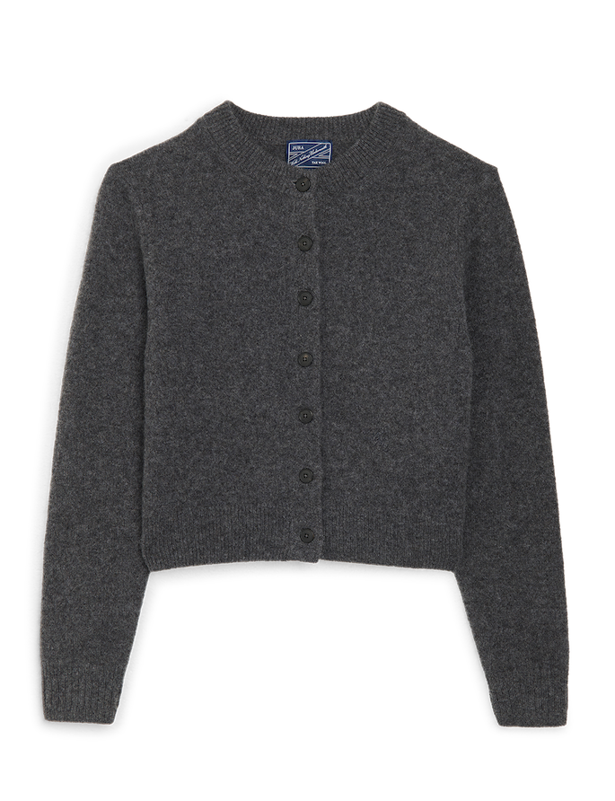 Jura Cardigan: Yak Wool, Dark Grey Melange