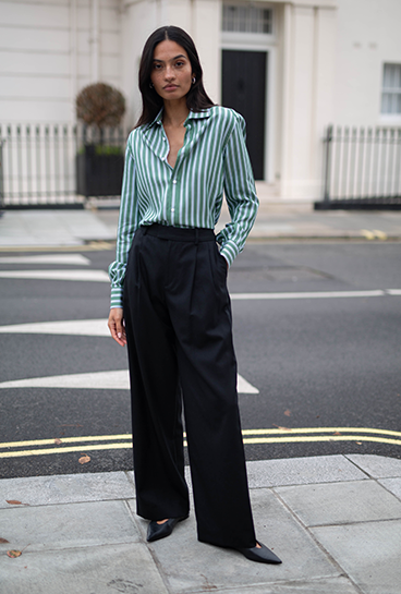 The Boyfriend Tencel Green Multi Stripe 