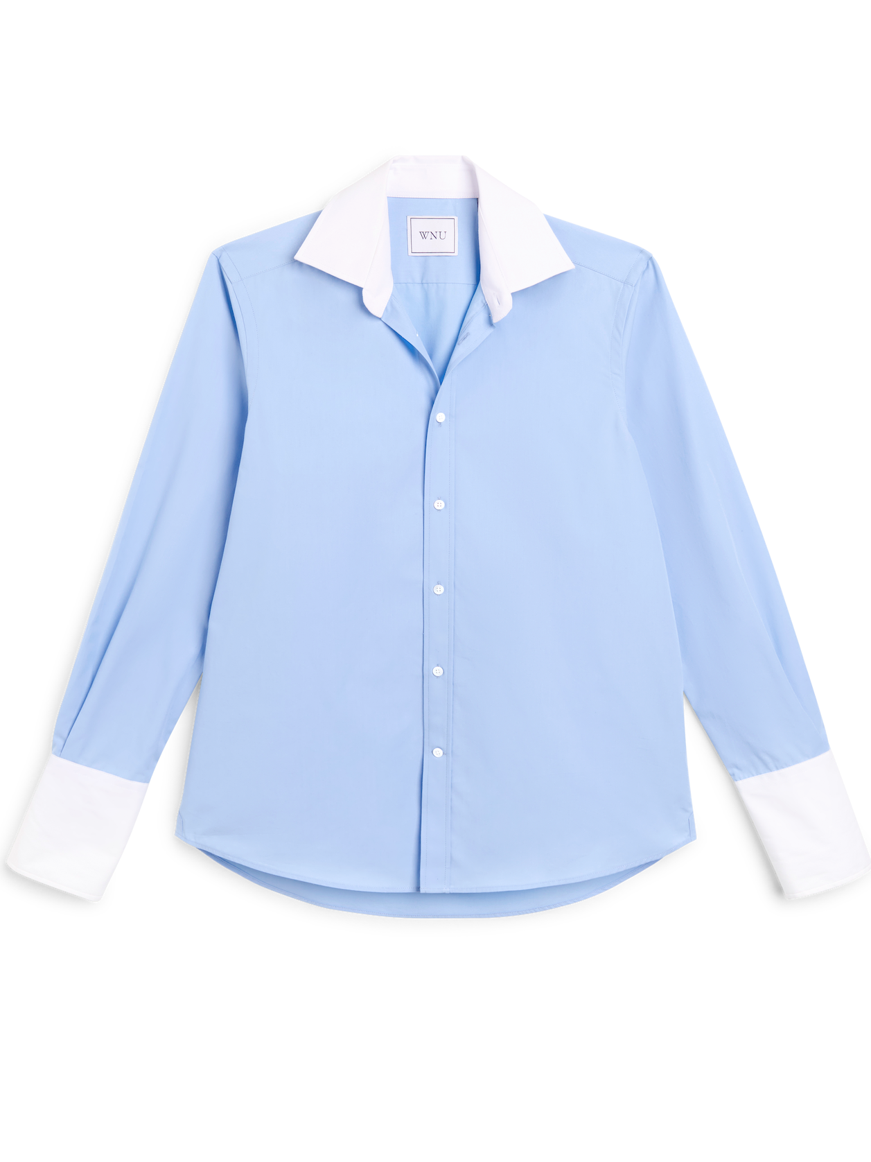 Boyfriend Exaggerated Contrast Cuff: Fine Poplin, Sky Blue