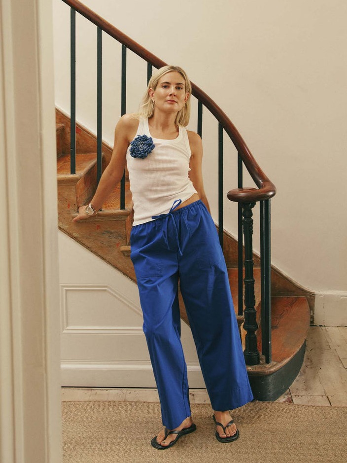 Product Description Sifnos Trousers: Fine Poplin, Cobalt Blue