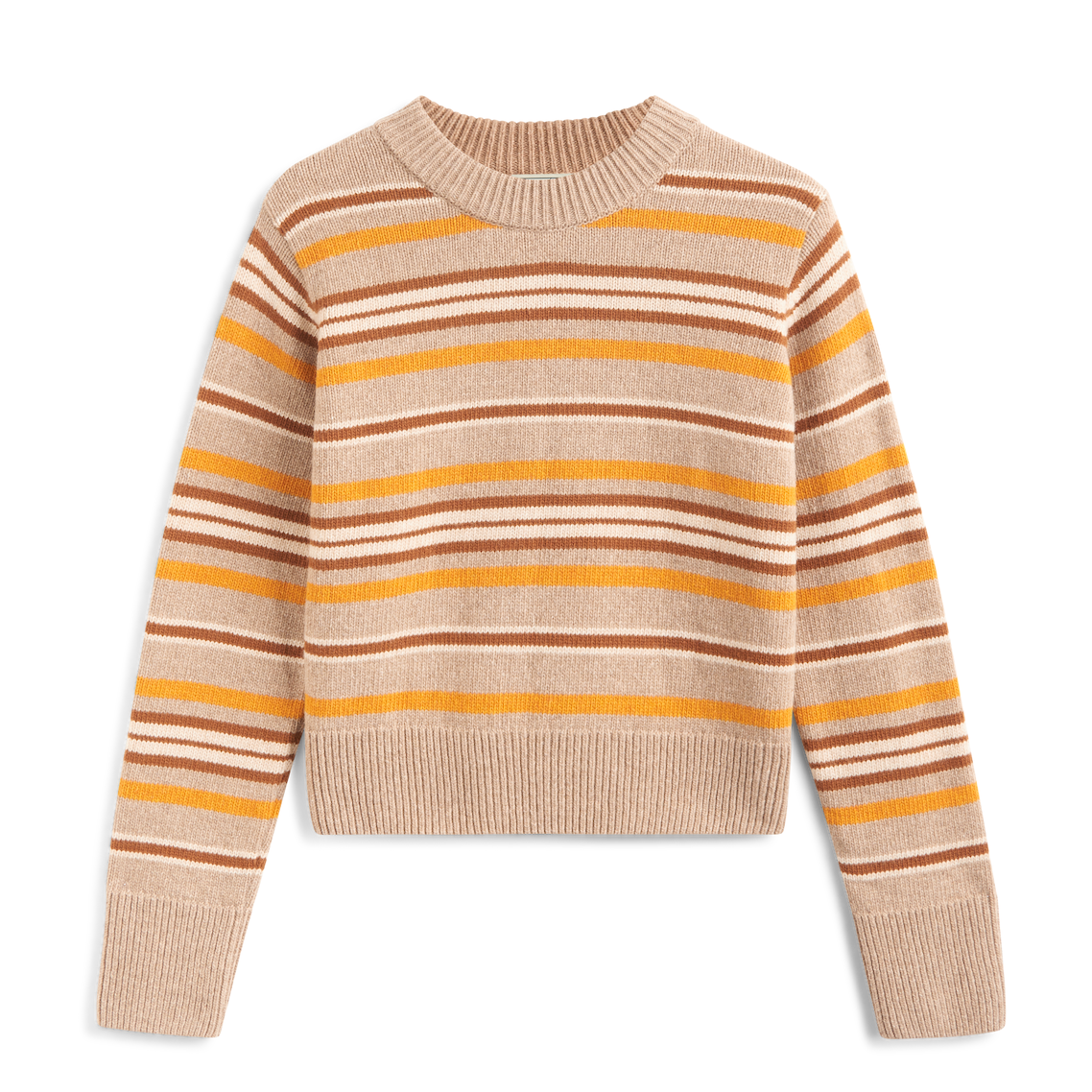 Devon Jumper: Wool, Yellow and Tobacco Stripe