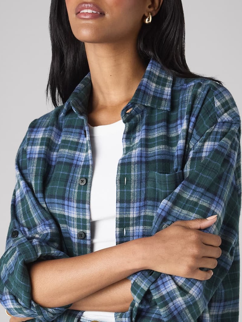 The Oversized: Thick Brushed, Blue and Green Check