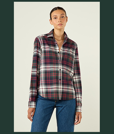 The Classic Fine Brushed White and Red Plaid 