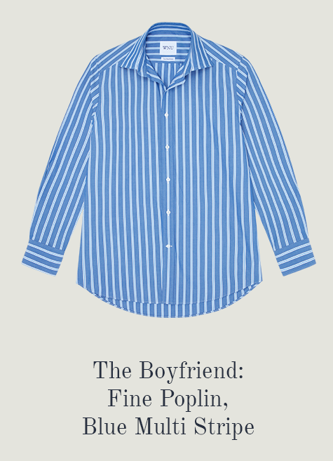 The Boyfriend Fine Poplin Blue Multi Stripe 