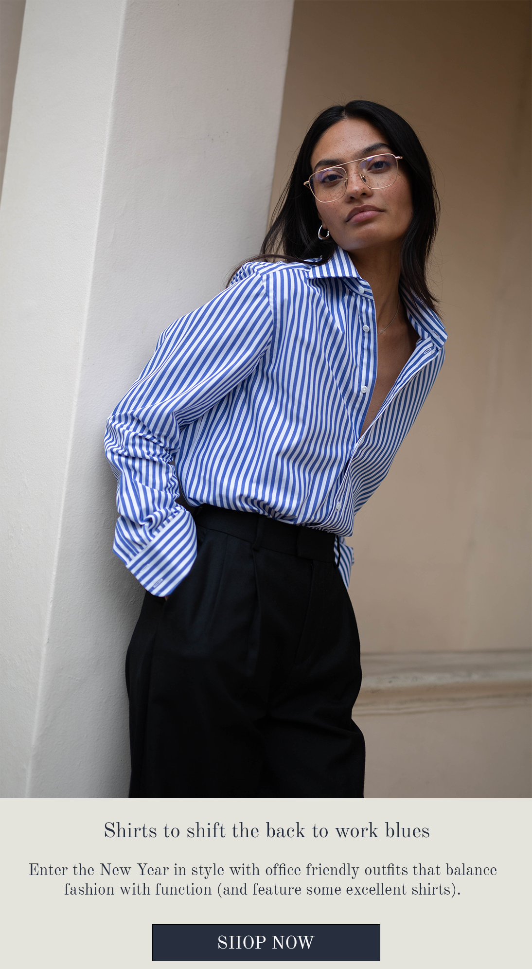 The Boyfriend Fine Poplin Royal Blue Stripe 