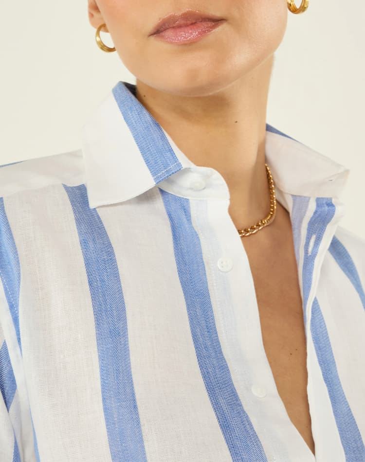 The Boyfriend Weave Ocean Blue Stripe 