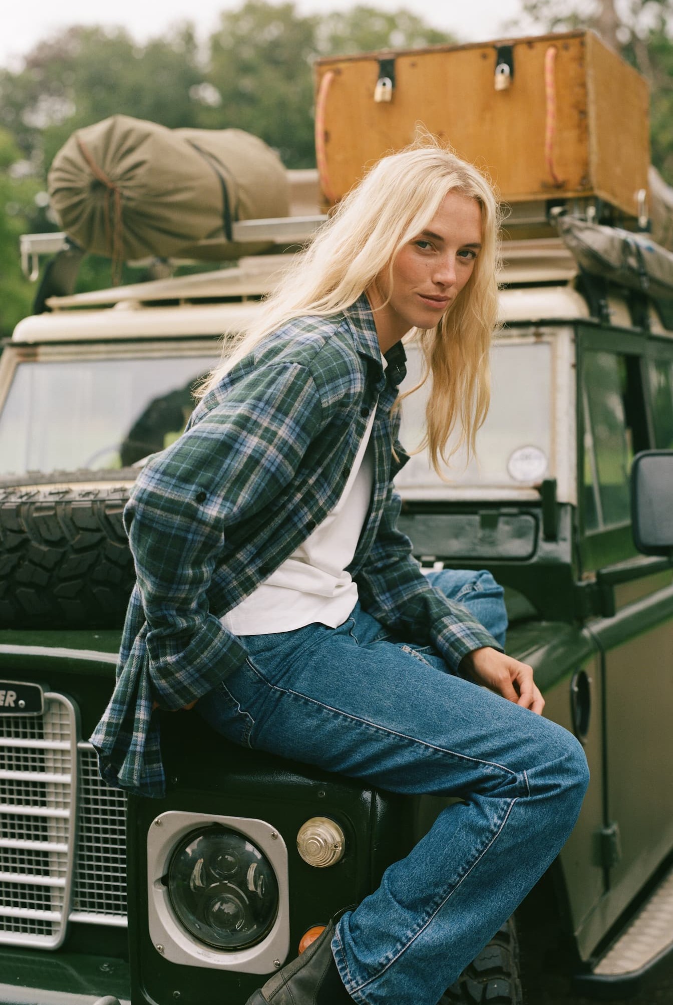 The Oversized: Thick Brushed, Blue and Green Check