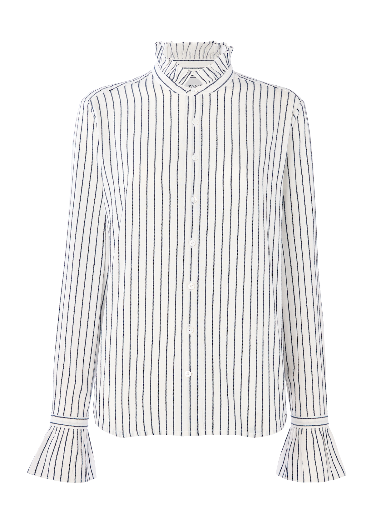 The Kew Blouse: Cotton Voile, White with Navy Stripes