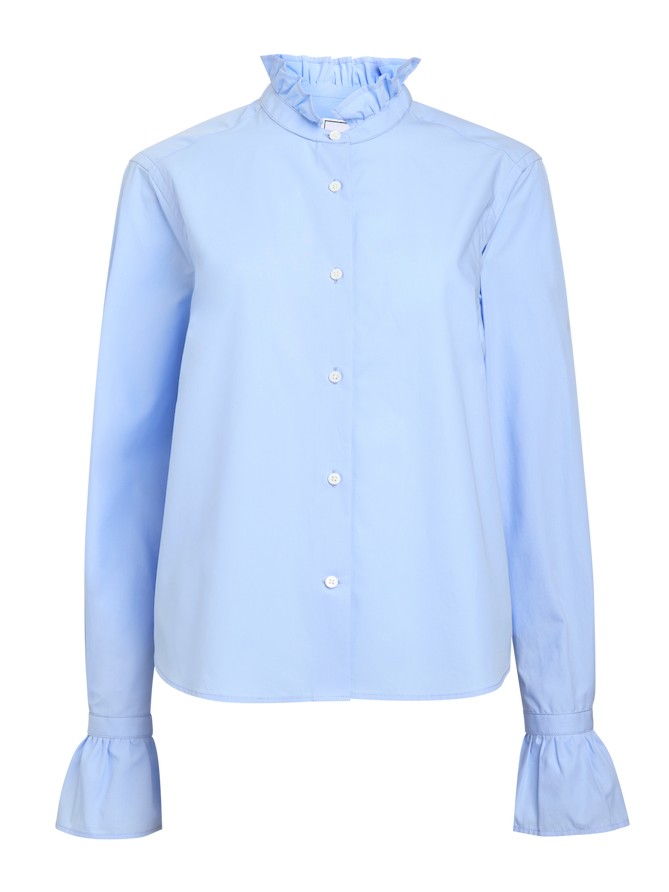 Kew Blouse: Fine Poplin, Sky Blue