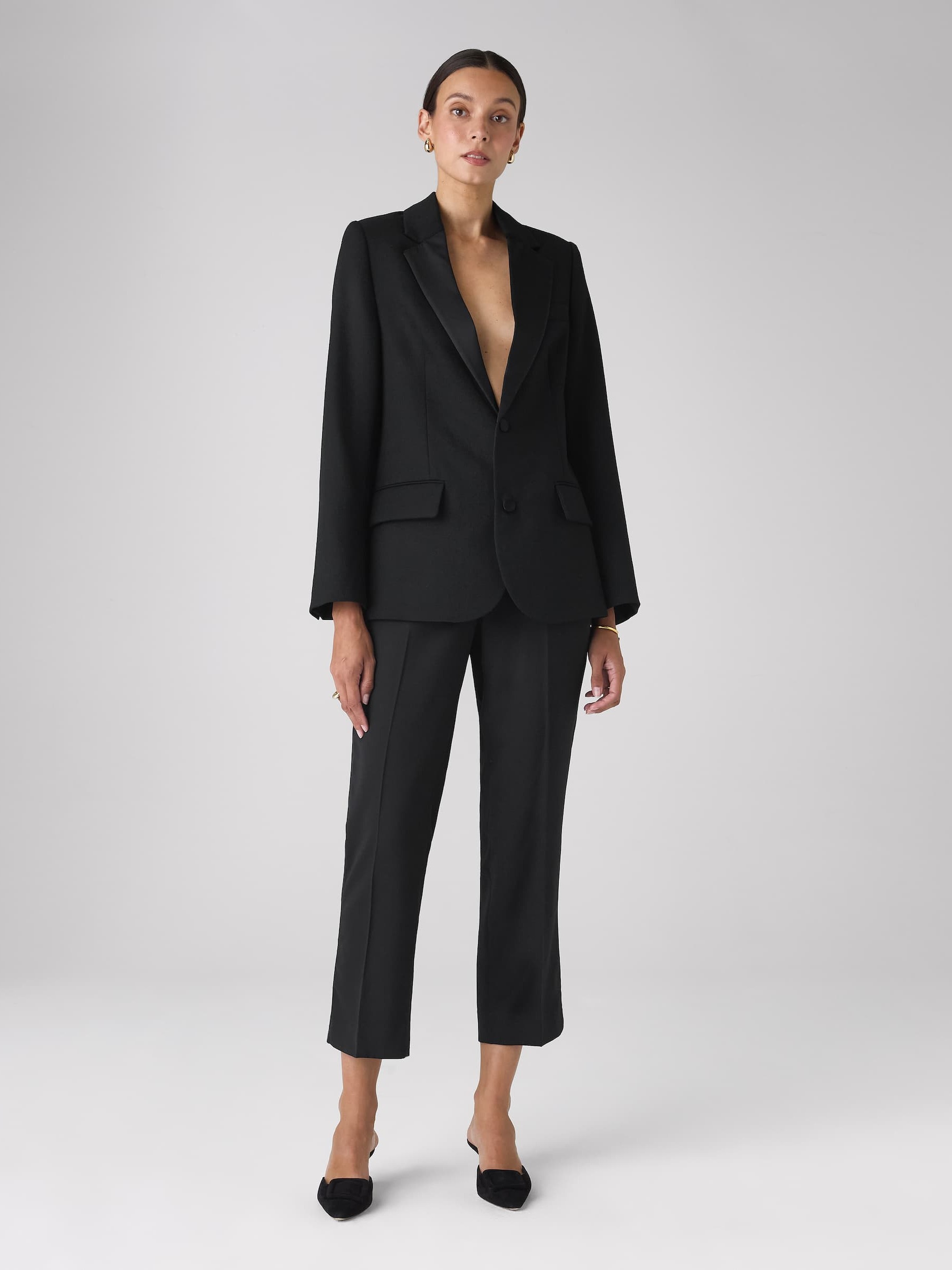 Regent Cigarette Trouser: Suiting Wool, Black