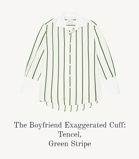 The Boyfriend Exaggerated Cuff Tencel Green Stripe 