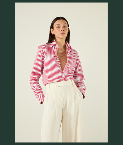 The Boyfriend Fine Poplin Red Stripe 