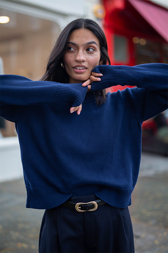 The Devon Jumper: Cotton, Navy