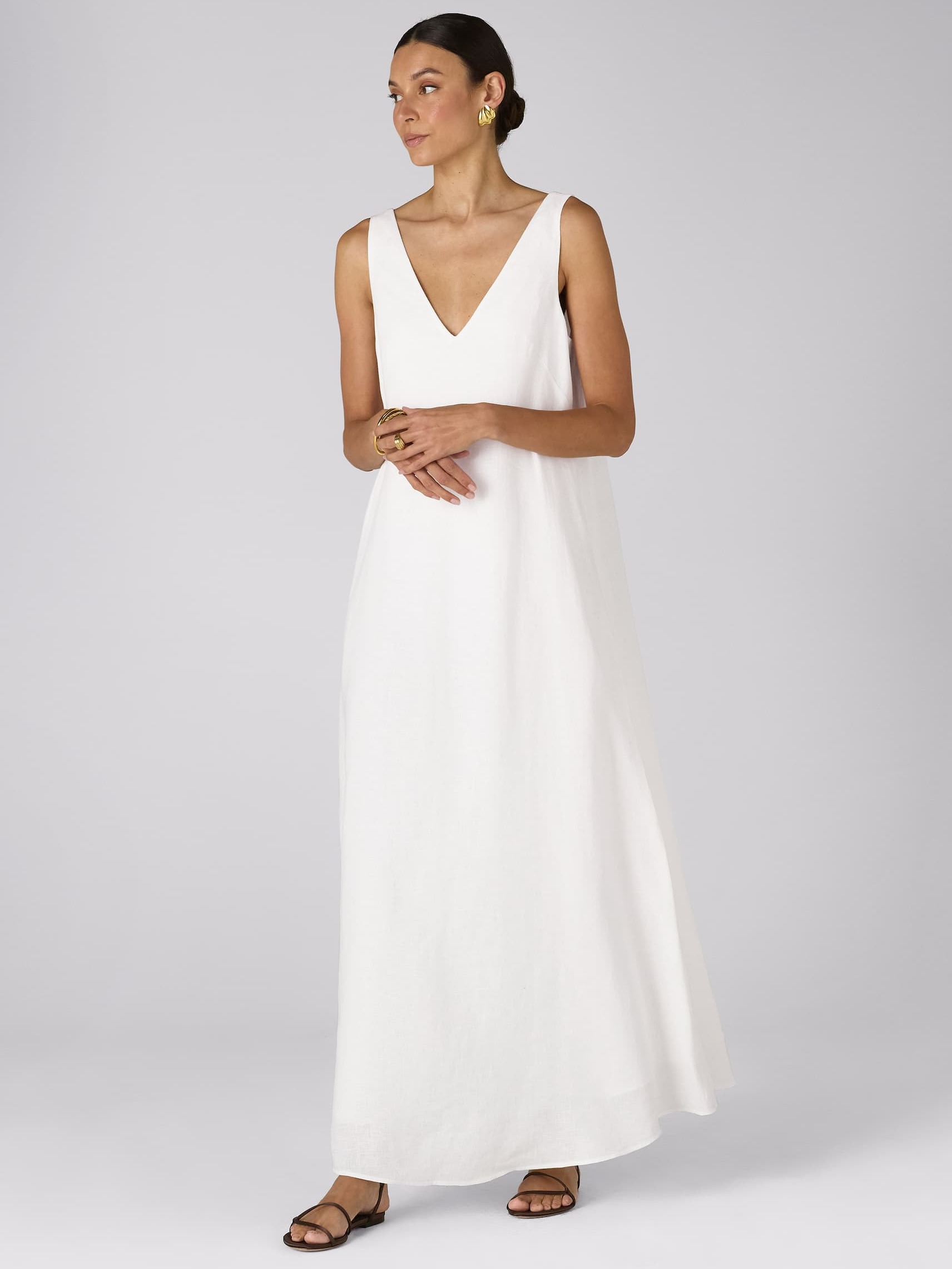 Blenheim Dress: Linen, White