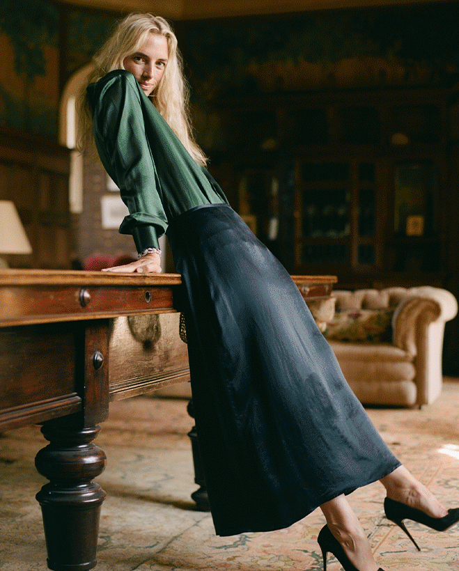 Vita Skirt: Cupro, Chocolate