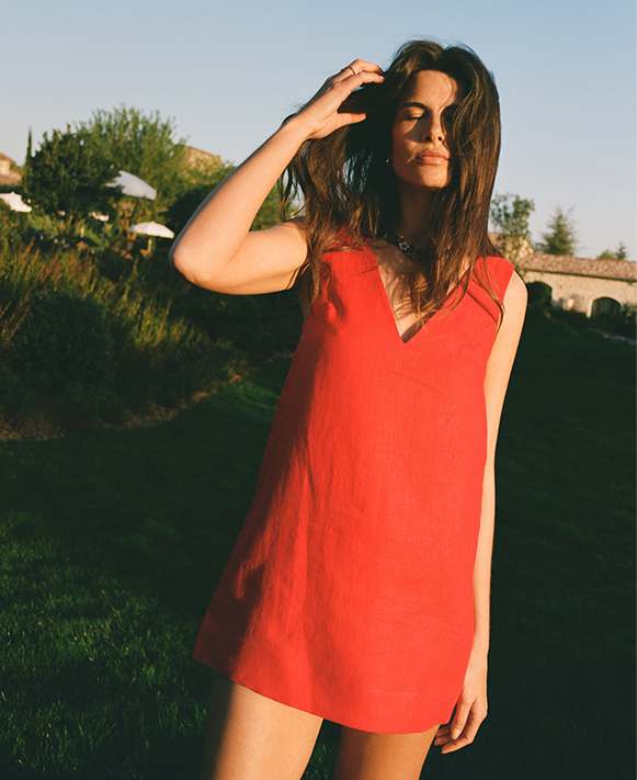 Sloane Dress: Linen, Red