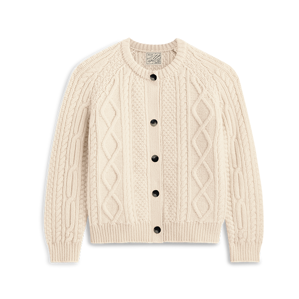Mini Aran Cardigan: Wool, Ivory