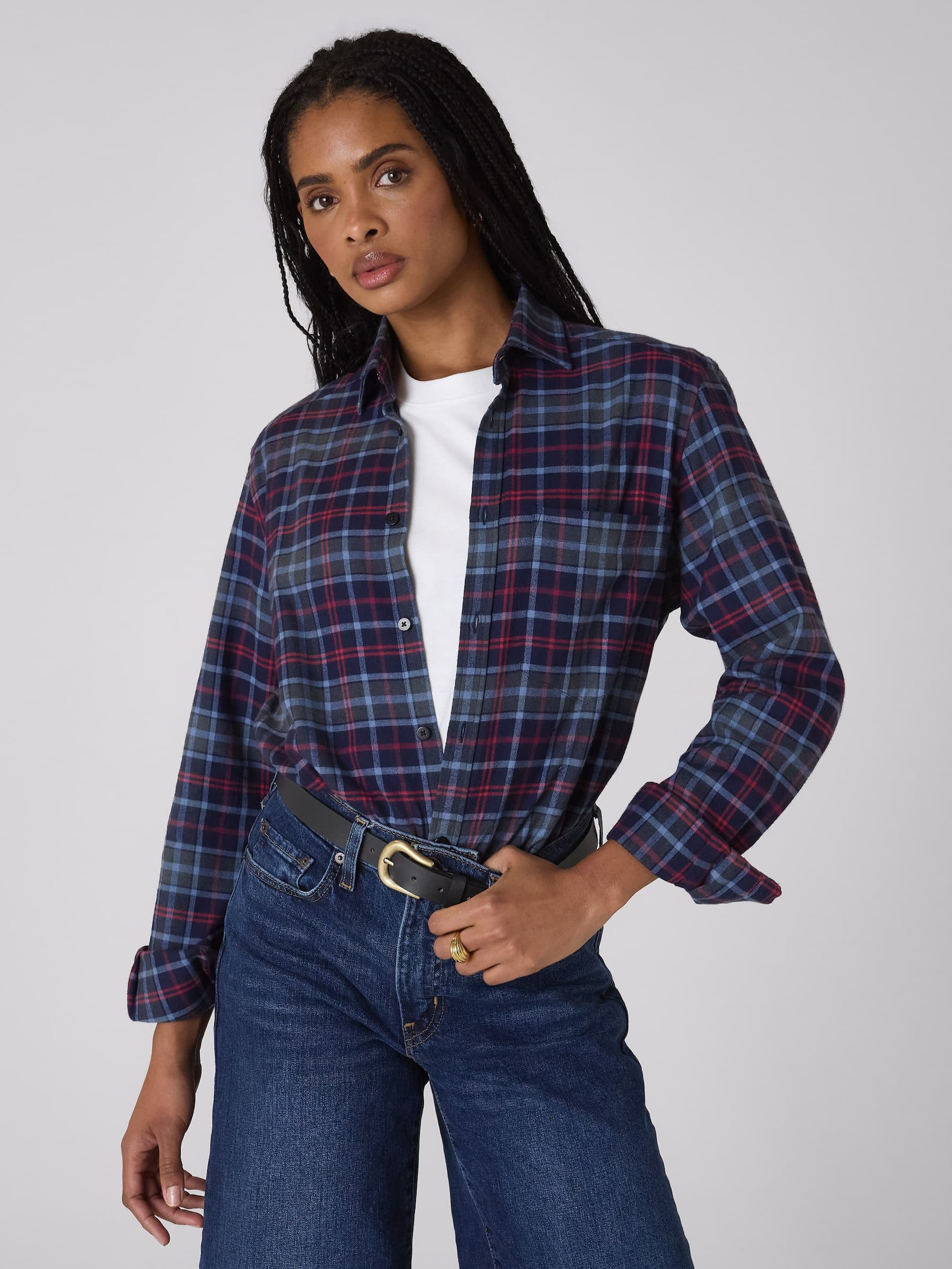 The Classic: Fine Brushed, Blue and Red Plaid 