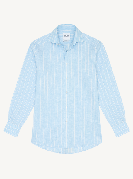 The Boyfriend Linen Sky Blue Stripe 