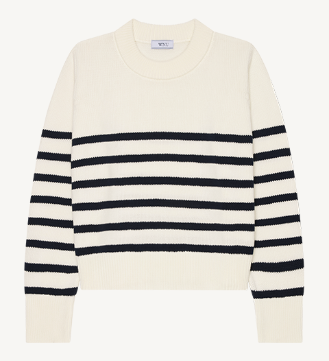 Devon Jumper: Cotton, Navy Stripe