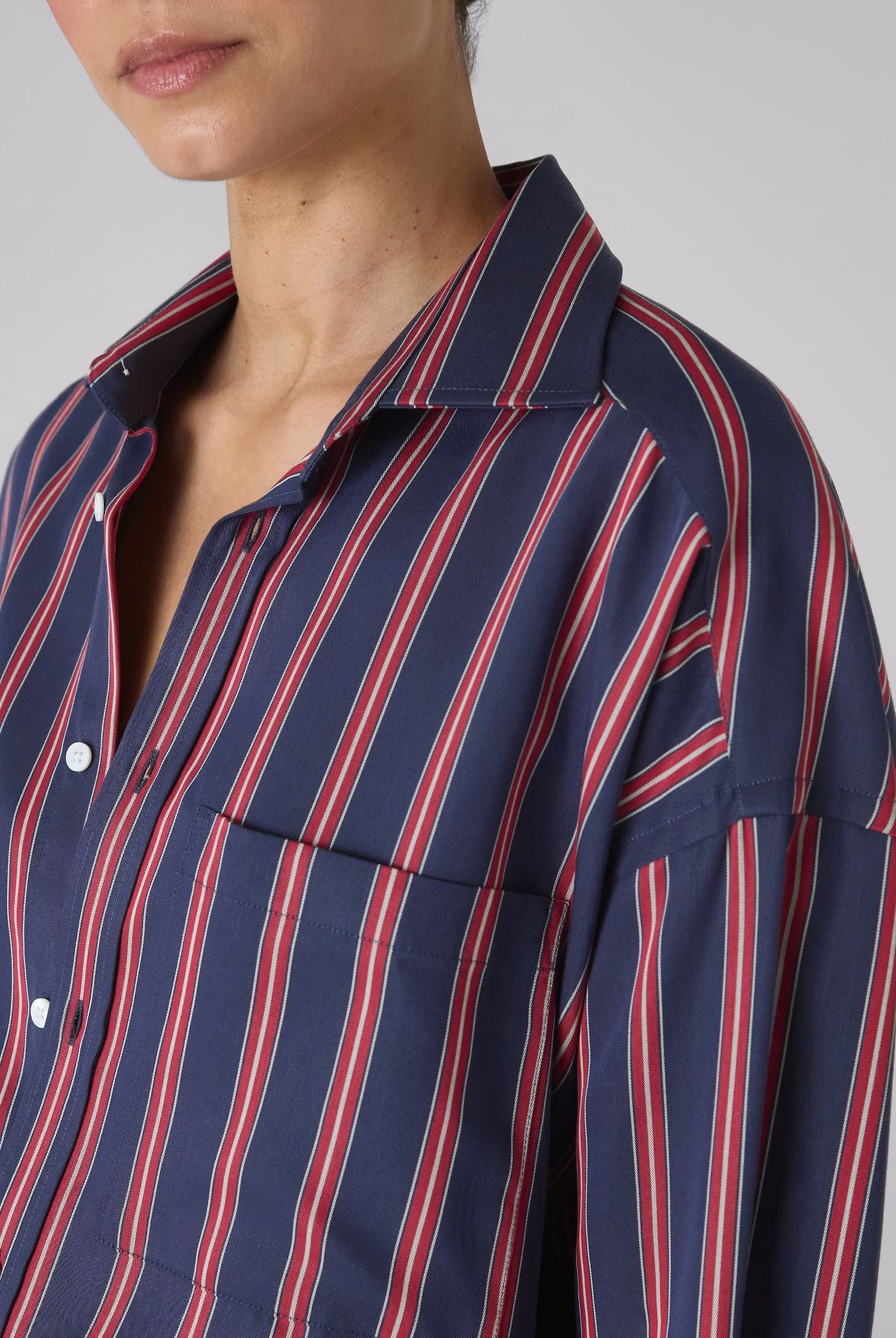 The Weekend: TENCEL™ Lyocell, Navy Blue and Red Stripe
