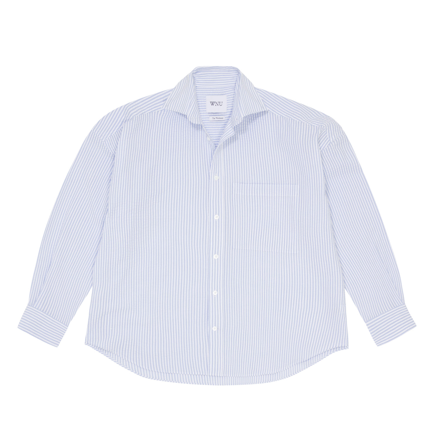 The Weekend: Seersucker, Rain Blue Stripe in 100% Organic Cotton