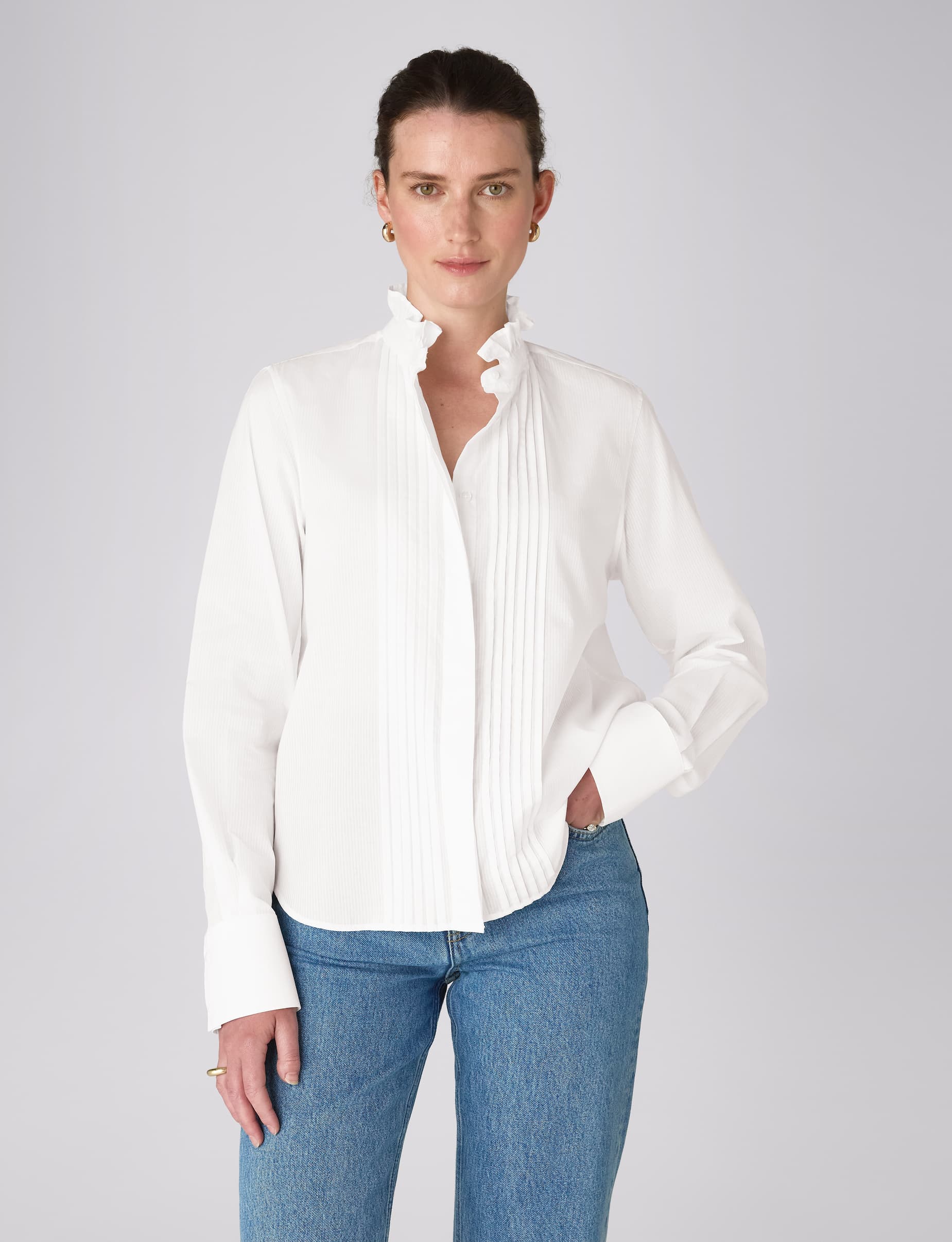 Pintuck Kew Blouse: Cotton Voile, White
