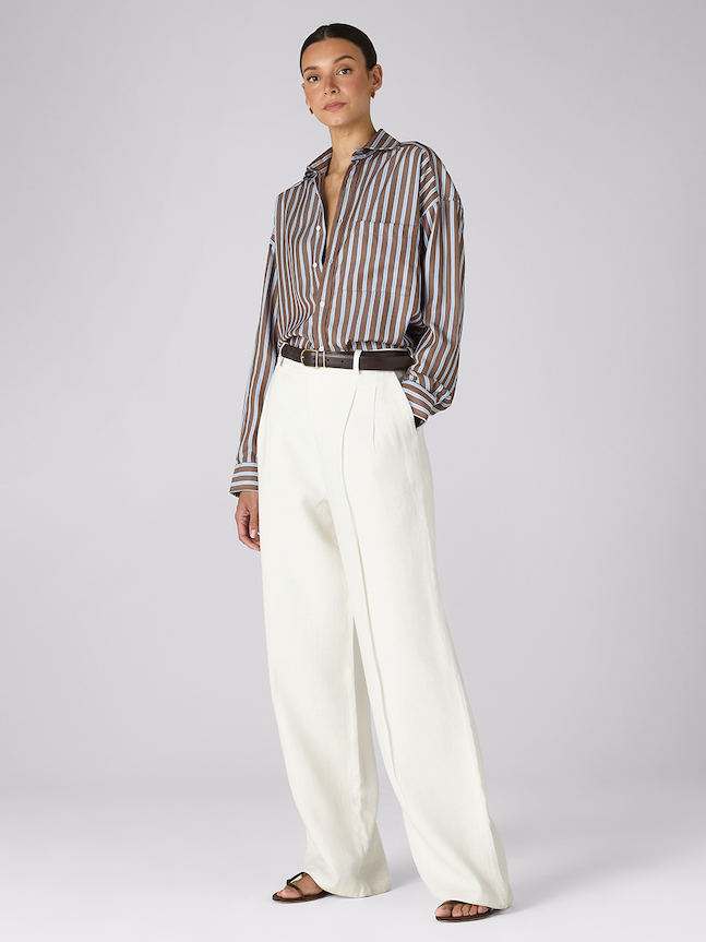 The Weekend: 100% TENCEL™ Lyocell, Mocha Multi-Stripe