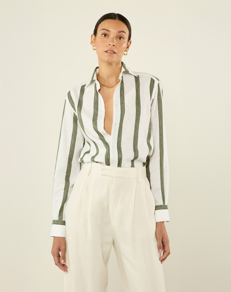 The Boyfriend Weave Khaki Stripe 