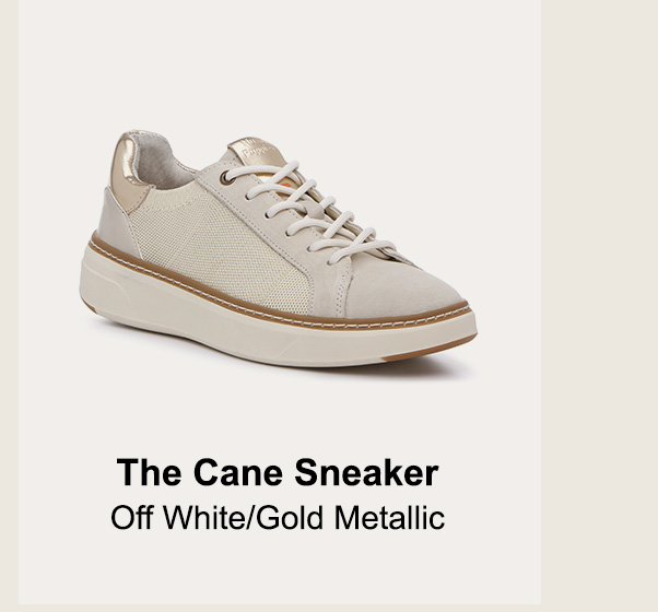 Women's Cane Sneaker - Off White/Gold Metallic >