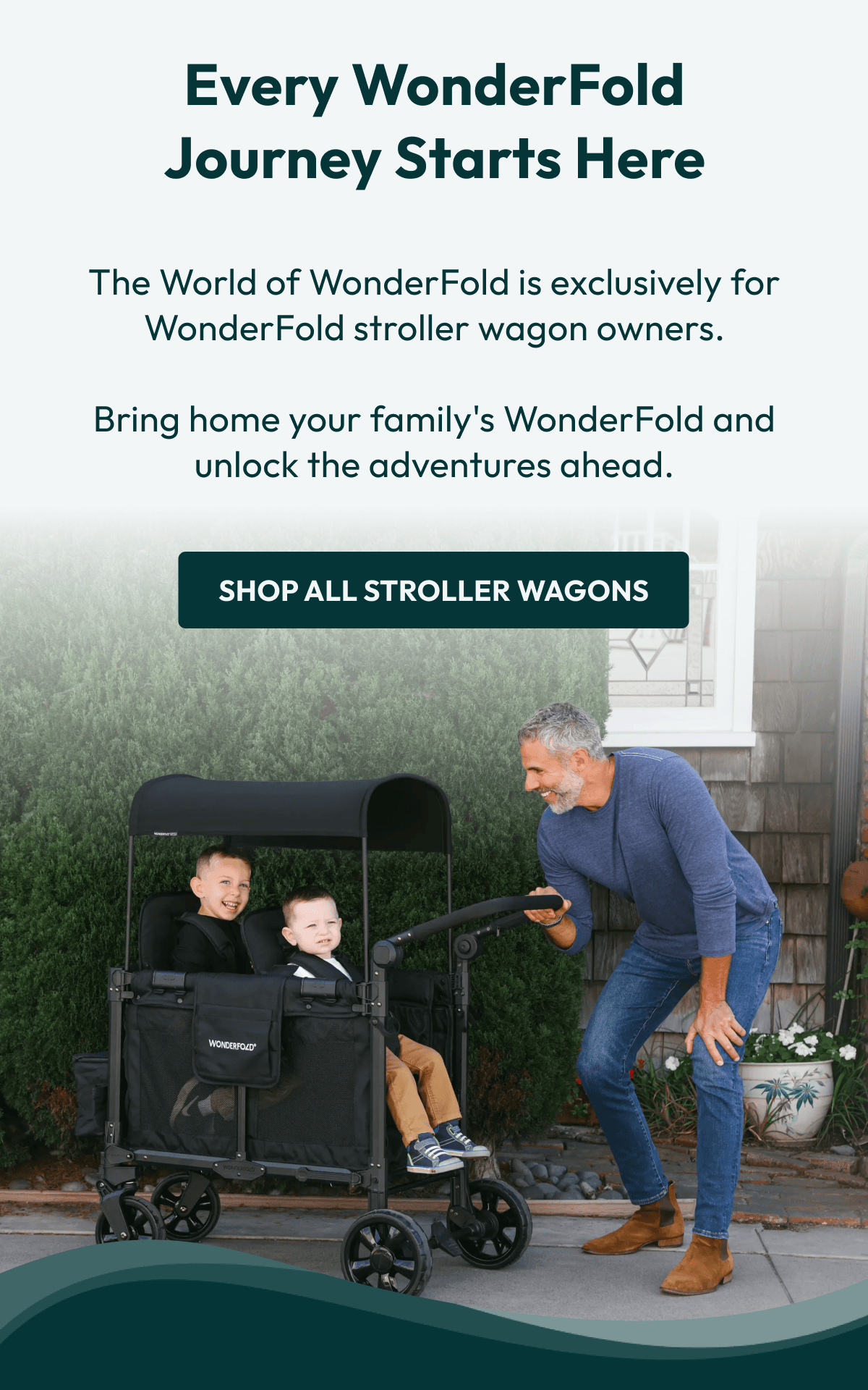 Every WonderFold Journey Starts Here | The World of WonderFold is exclusively for WonderFold stroller wagon owners.  Bring home your family's WonderFold and unlock the adventures ahead. |  Shop All STROLLER Wagons