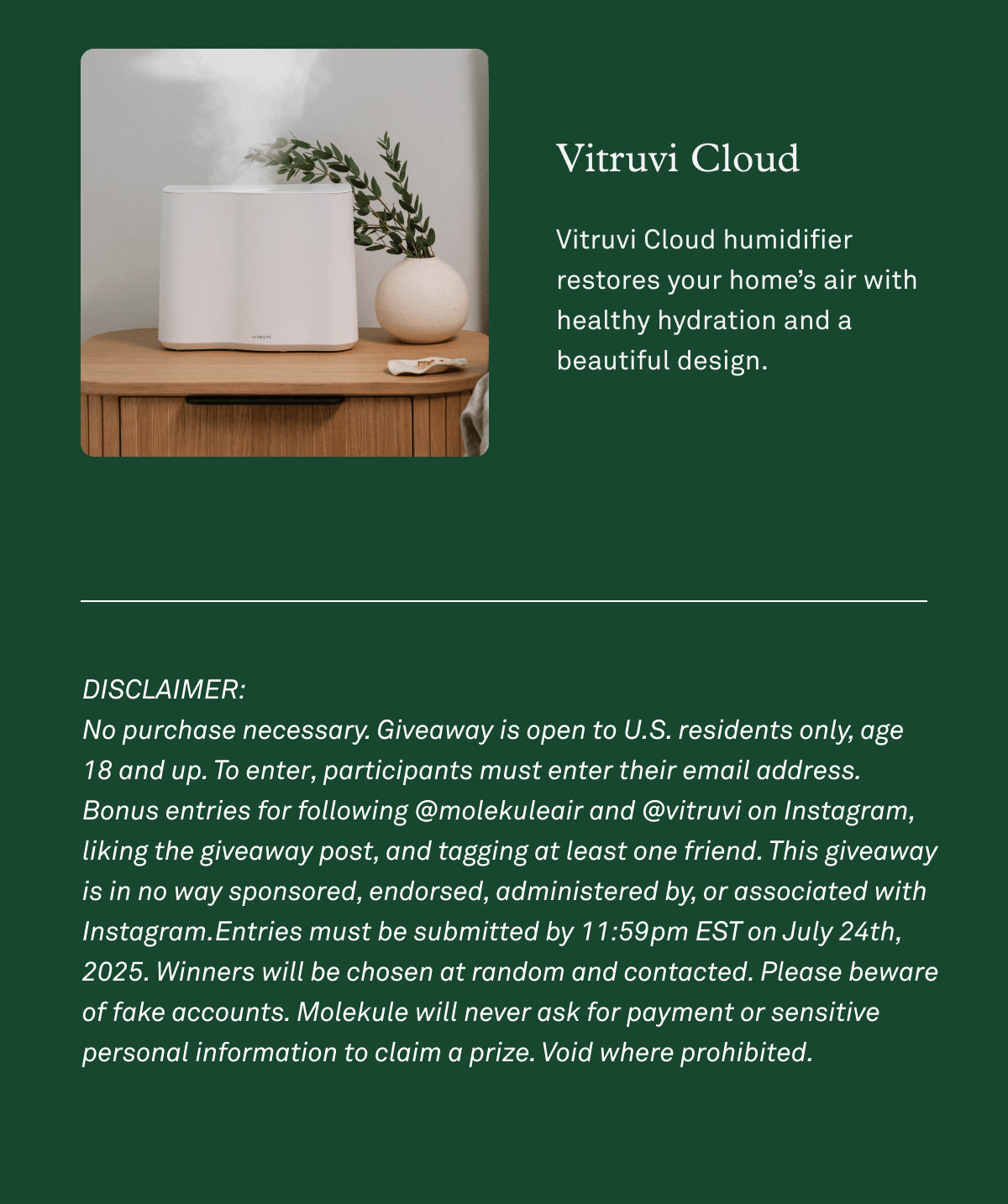 Vitruvi Cloud humidifier restores your home's air with healthy hydration and a beautiful design