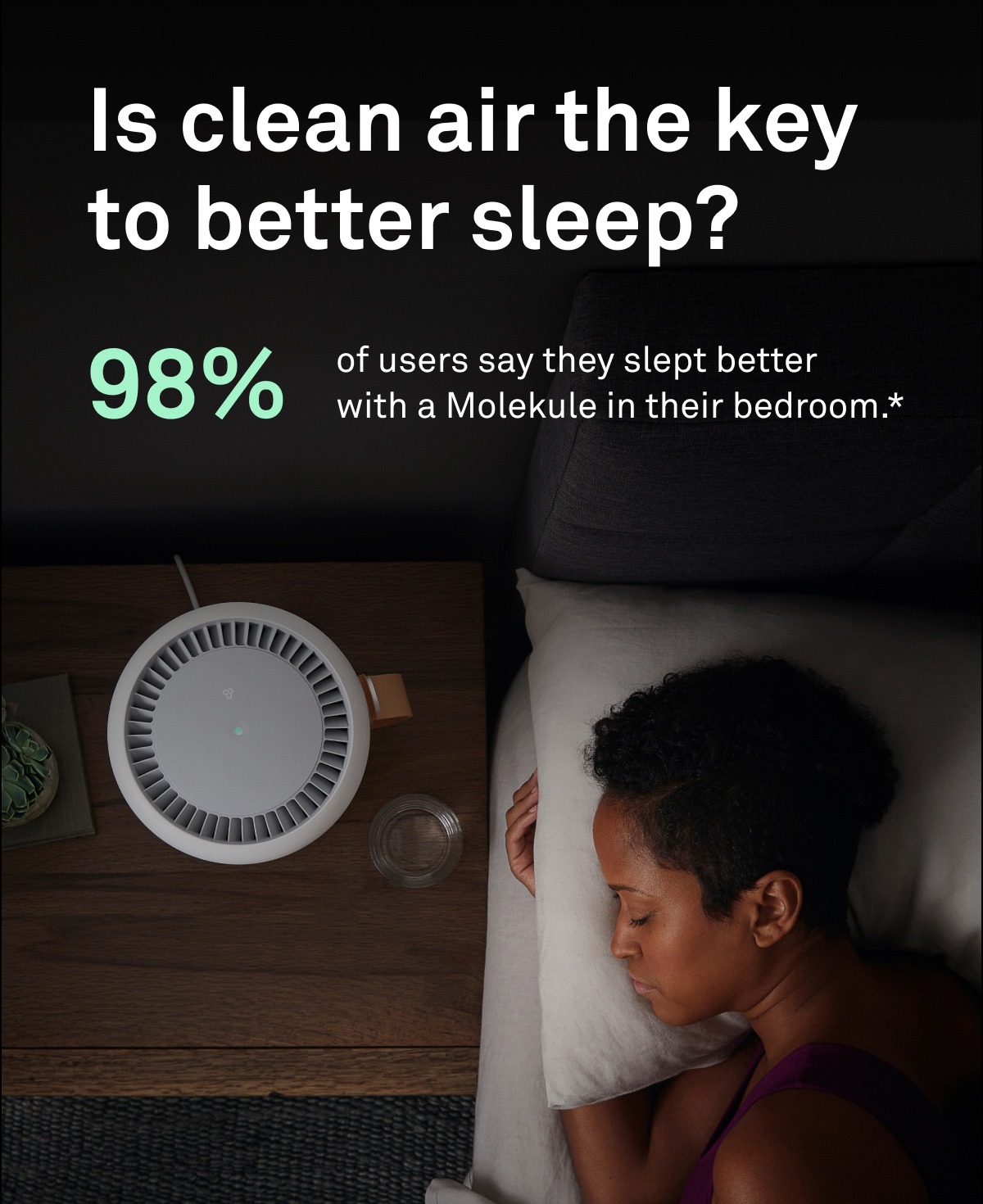 Is clean air the key to better sleep? 98% of users say they slept better with a Molekule in their bedroom
