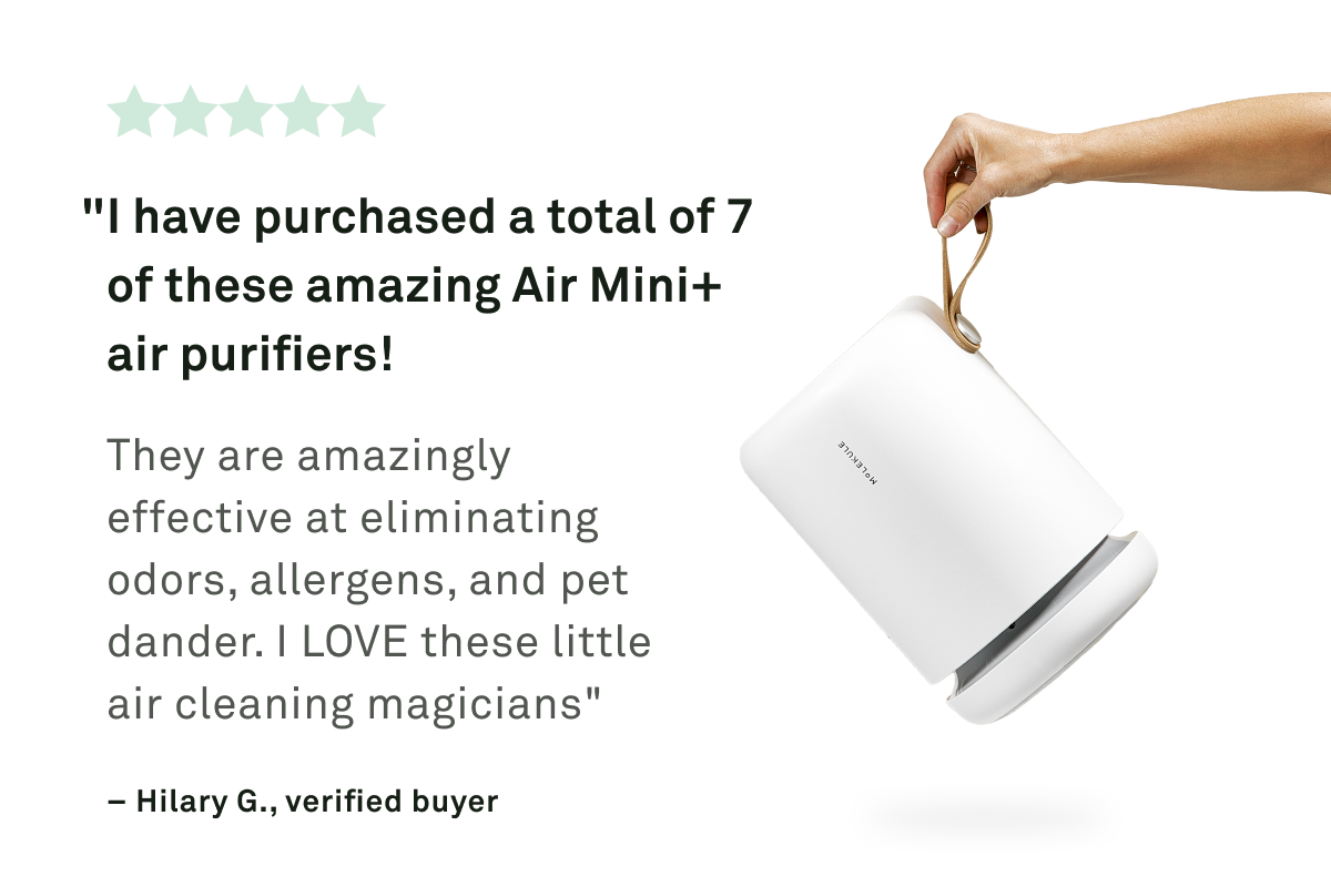 "I have purchased a total of 7 of these amazing Air Mini+ purifiers! They are amazingly effective at eliminating odors, allergens, and pet dander. I LOVE these little air cleaning magicians"