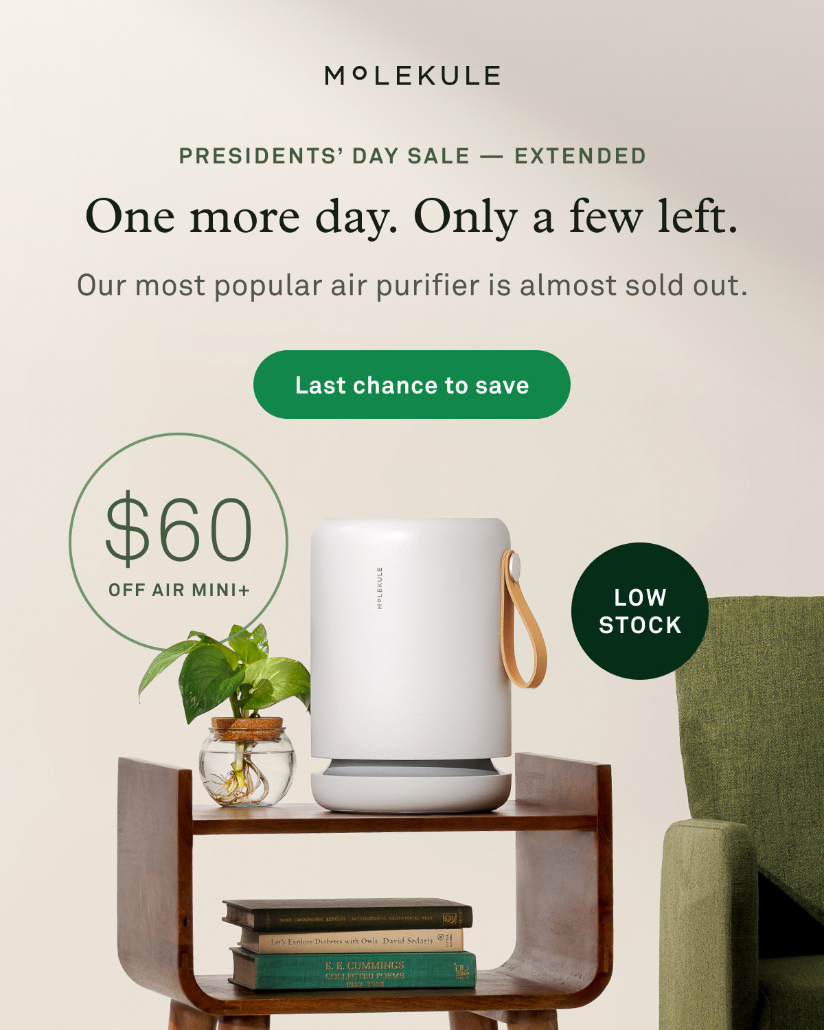 One more day. Only a few left. Last chance to save with code SAVE60