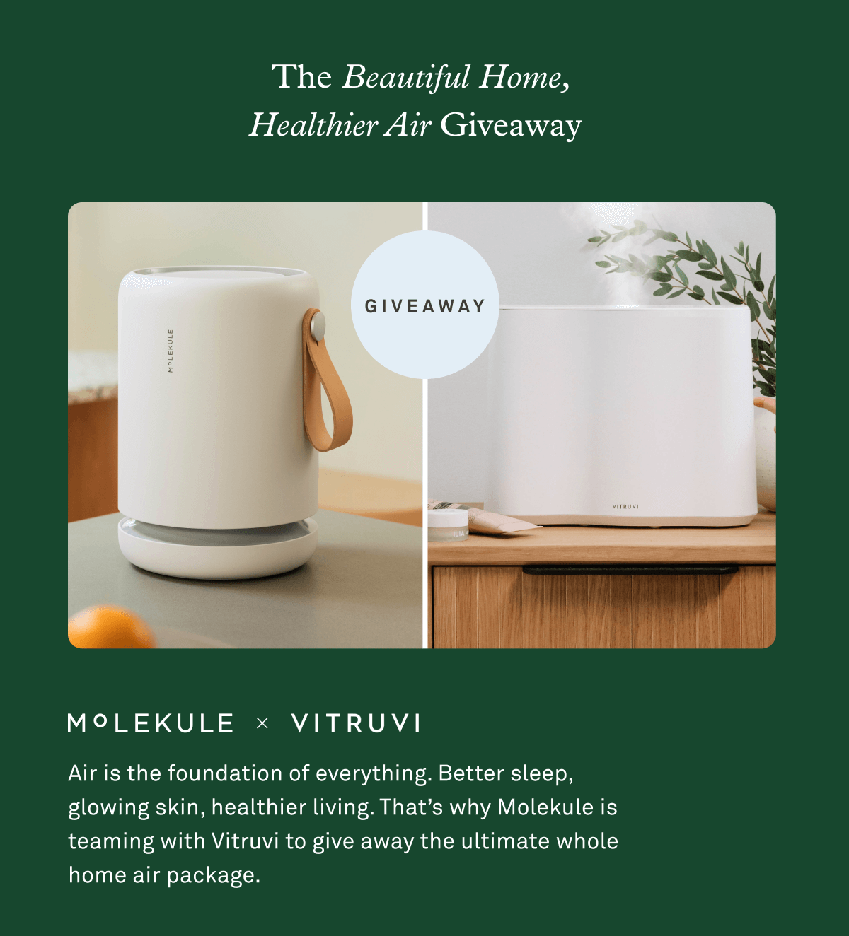 The Beautiful Home, Healthier Air Giveaway with Molekulx x Vitruvi