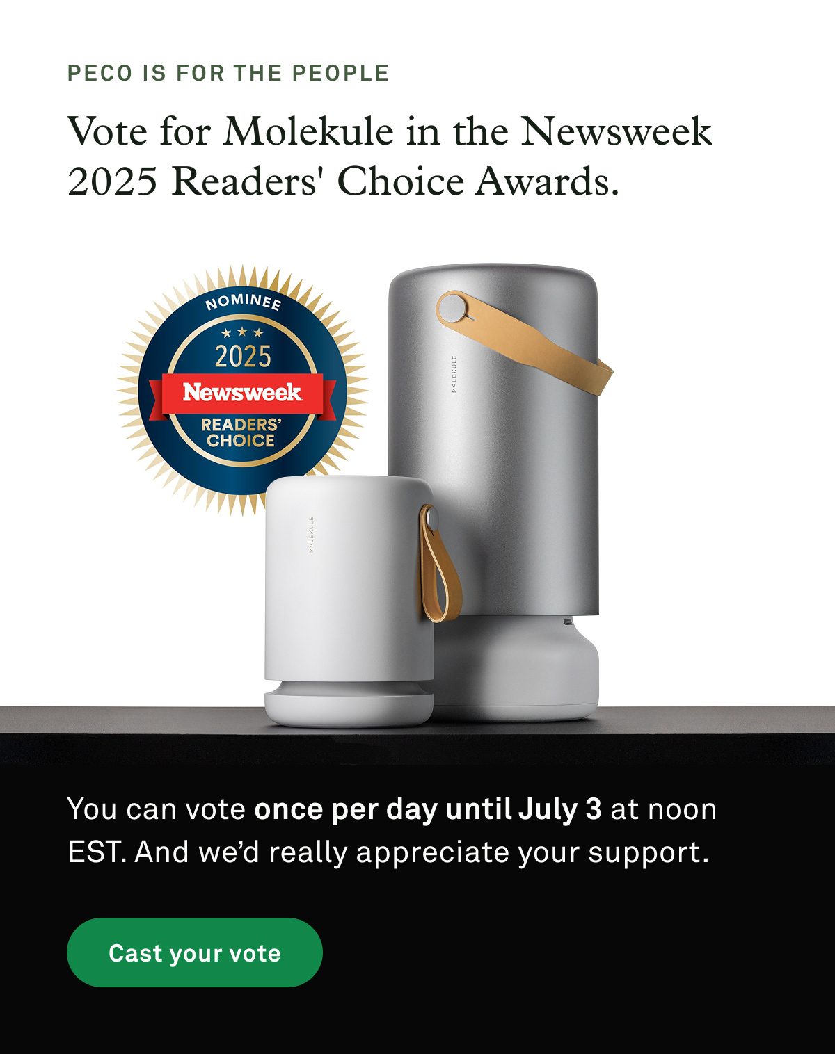 Vote for Molekule in the Newsweek 2025 Readers' Choice Awards